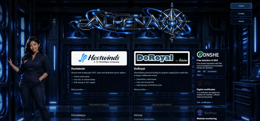 Alhena hosting and web resources website
