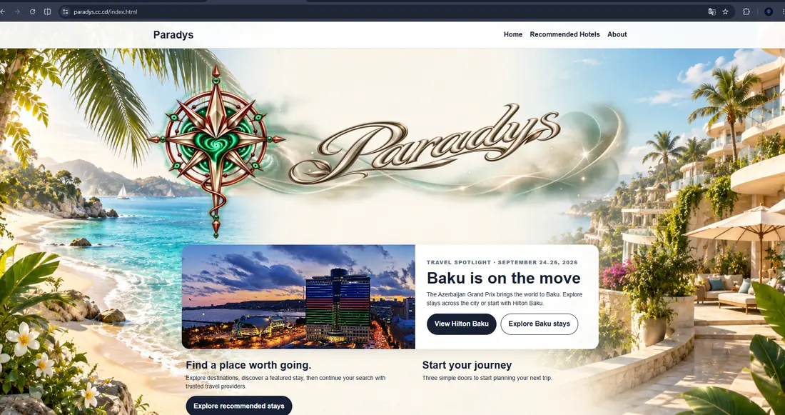 Example of a travel website designed by Vespera